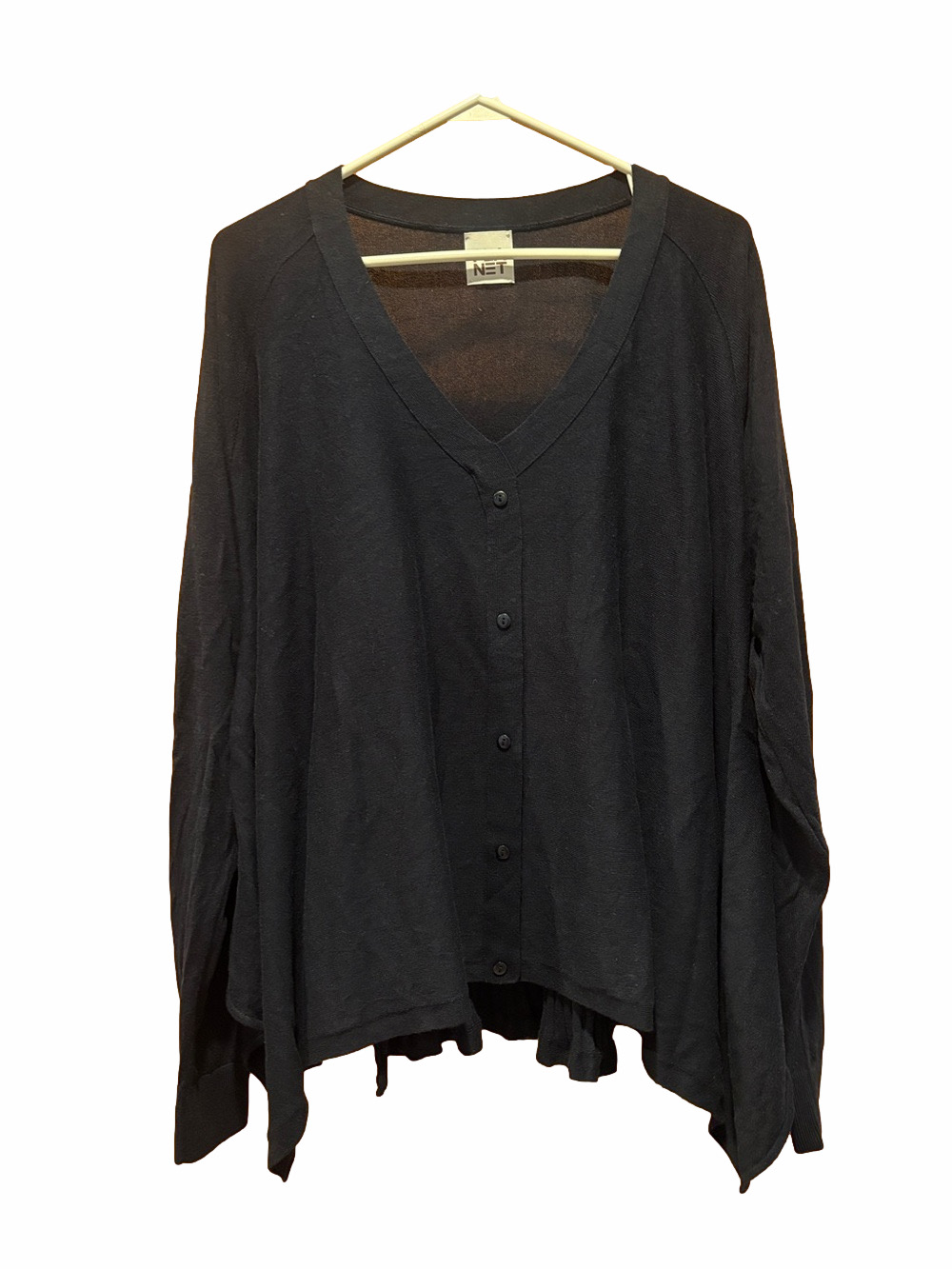 PLANET Black Handkerchief Hem V-Neck Faux Button Pullover Sweater - One Size